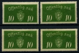 DIENSTMARKEN D 12I *, 1933, 10 Ø Grün, Type I, Falzreste, 4 Prachtwerte, Mi. Für ** (400.-) - Autres & Non Classés