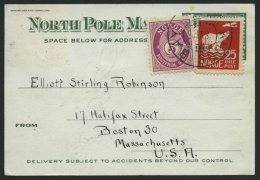 NORWEGEN 1923, THE TRANS-POLARFLIGHT EXPEDITION, CHRISTIANIA NORWAY, Kleine Souvenierkarte In Die USA, Rückseitig U - Used Stamps