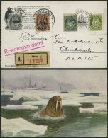 NORWEGEN 21,29,84,86 BRIEF, 1913, Framkarte Mit Guter Frankatur Und POLHAVET-Stempeln, Einschreibkarte Nach Christiania, - Gebruikt