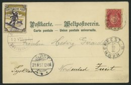 NORWEGEN 56 BRIEF, 1897, Farbige Ansichtskarte Von Spitzbergen, Mit Der Bade-Vignette Frankiert, Nach Juist, Pracht - Used Stamps