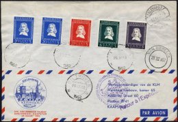 NIEDERLANDE 583-86 BRIEF, 25.3.52, Jan Van Riebeeck-Flug AMSTERDAM-KAPSTADT Und Zurück, Rückseite Mit Bunter S - Holanda