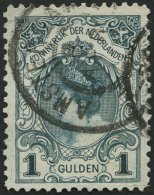 NIEDERLANDE 63IB O, 1898, 1 G. Dunkelblaugrün, Type I, Kleine Bugspur Sonst Pracht, Mi. 140.- - Holanda