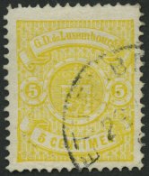 LUXEMBURG 39A O, 1880, 5 C. Gelb, Gezähnt 131/2, K1 ETTELBR(UCK), Kleine Knitterspur Sonst Pracht, Mi. 120.- - Dienst