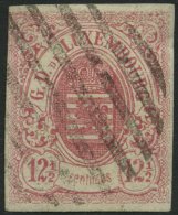 LUXEMBURG 7 O, 1859, 121/2 C. Rosa, Oben Leicht Berührt Sonst Breitrandig, Pracht, Gepr. Drahn, Mi. 200.- - Oficiales