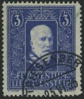 LIECHTENSTEIN 141I O, 1933, 3 Fr. Fürst Franz I, Pracht, Fotoattest Marxer, Mi. 280.- - Oblitérés