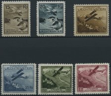 LIECHTENSTEIN 108-13 *, 1930, Flugzeug über Landschaften, Falzreste, Prachtsatz - Autres & Non Classés