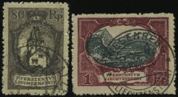 LIECHTENSTEIN 59/60 O, 1921, 80 Rp. Und 1 Fr. Landschaften, Rauhe Zähnung, 2 Prachtwerte, Mi. 155.- - Altri & Non Classificati