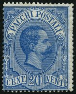 PAKETMARKEN Pa 2 *, 1886, 20 C. Blau, Falzrest, Feinst, Mi. 300.- - Postal Parcels