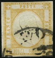 ITALIEN 6b O, 1861, 10 Gr. Gelbbraun, Feinst, Gepr. Newiger, Mi. 200.- - Italia