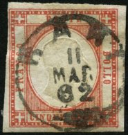 ITALIEN 5d O, 1861, 5 Gr. Ziegelrot, K1 BARI, Pracht, Gepr. Newiger, Mi. 100.- - Italie