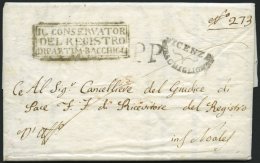 VORPHILA 1811, VICENZA (Segmentstempel) Und K3 IL CONSERVATOR DEL REGISTRO DIPARTIM. BACCHCIGL Und PP Auf Brief Mit Inha - ...-1850 Préphilatélie