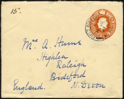 BRITISCHE MILITÄRPOST 1921, 2 P. Orange Ganzsachenumschlag Mit K2 FIELD POST OFFICE/W 16 Nach Brideford/England, Fe - Otros & Sin Clasificación