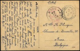 BRITISCHE MILITÄRPOST 1919, K2 ARMY POST OFFICE Und Schwacher Zensurstempel Auf Feldpost-Ansichtskarte Nach Mons/Be - Oblitérés