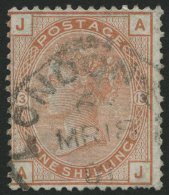 GROSSBRITANNIEN 53 O, 1880, 1 Sh. Braunorange, K1 LONDON, Leichte Knitterspuren, Feinst, Mi. 350.- - Gebruikt