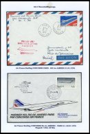 LOTS 1973/6, 9 Moderne Luftpostbelege Auf Seiten Und Beschriftet, U.a. Concorde-Testflug Nach Island Mit Freistempel Der - Collezioni