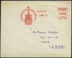 FRANKREICH 1958, Roter Maschinenstempel SOUVENIR DU SOMMET DE LA TOUR EIFFEL Mit *00. Auf Brief Von PARIS Nach Israel, L - Otros & Sin Clasificación