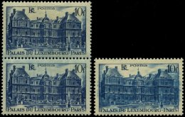 FRANKREICH 758 **, 1946, 10 Fr. Blau, 2 Werte Mit Verschiedenen Druckabweichungen, Pracht - Autres & Non Classés