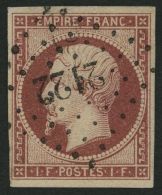 FRANKREICH 17a O, 1853, 1 Fr. Karmin, Nummernstempel 2122, Winzige Schürfung In Der Linken Unteren Ecke Sonst Farbf - Altri & Non Classificati