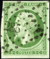 FRANKREICH 11a O, 1860, 5 C. Grün Auf Grünlich, Nummernstempel 285, Breitrandig Pracht, Mi. 100.- - Autres & Non Classés