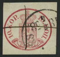 FINNLAND 2x O, 1856, 10 K. Karmin, Gewöhnliches Papier, Mit Ortsstempel Und Federkreuz, Breitrandig, Pracht, Gepr. - Usati