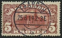 DÄNEMARK 66 O, 1912, 5 Kr. Hauptpost, Wz. 1, Idealer Stempel, Pracht - Usado