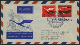 DEUTSCHE LUFTHANSA 40 BRIEF, 11.6.1955, Hamburg-New York, Prachtbrief - Oblitérés