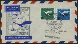 DEUTSCHE LUFTHANSA 31 BRIEF, 17.5.1955, Hamburg-Paris, Prachtbrief - Used Stamps