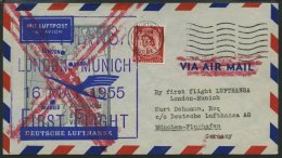 DEUTSCHE LUFTHANSA 29 BRIEF, 16.5.1955, London-München, Ohne Ankunftsstempel, Prachtbrief - Used Stamps