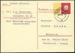 GANZSACHEN P 46I BRIEF, 1960, 20/20 Pf. Heuss, Breiter Fluoreszierender Beidruck, Stempel DARMSTADT, Rückseitig Unb - Colecciones