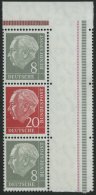 ZUSAMMENDRUCKE S 50YII **, 1960, Heuss Wz. Liegend 8 + 20 + 8, Nachauflage, Pracht, Mi. 140.- - Used Stamps