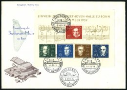 BUNDESREPUBLIK Bl. 2 BRIEF, 1959, Block Beethoven Auf FDC, Pracht, Mi. 140.- - Usati