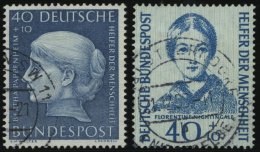 BUNDESREPUBLIK 203,225 O, 1954/5, 40 Pf. Papenheim Und Nightingale, 2 Prachtwerte, Mi. 85.- - Oblitérés