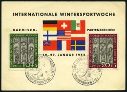 BUNDESREPUBLIK 139/40 BRIEF, 1951, Marienkirche Auf Karte Mit Sonderstempel GARMISCH PATENKIRCHEN WINTERSPORTWOCHE, 10 P - Oblitérés