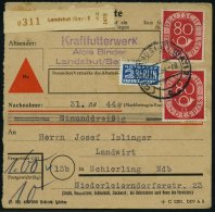 BUNDESREPUBLIK 137 BRIEF, 1954, 80 Pf. Posthorn, 2x Als Mehrfachfrankatur Auf Nachnahmekarte Aus LANDSHUT, Normale Z&aum - Oblitérés