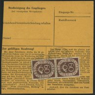 BUNDESREPUBLIK 135 BRIEF, 1954, 60 Pf. Posthorn, 2x Als Mehrfachfrankatur Rückseitig Auf Paketkarte Aus INKOFEN, &u - Usati