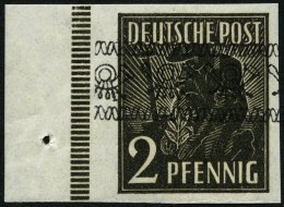 AMERIK. U. BRITISCHE ZONE 36IU **, 1948, 2 Pf. Bandaufdruck, Ungezähnt, Randstück, Pracht, Gepr. Schlegel, Mi. - Other & Unclassified