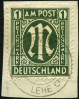 AMERIK. U. BRITISCHE ZONE 35I BrfStk, 1945, 1 RM Dunkelgraugrün Mit Abart PEICHSMARK, Stempel WESTERMÜNDE-LEHE - Otros & Sin Clasificación