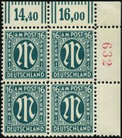 AMERIK. U. BRITISCHE ZONE 25Ar3 VB **, 1945, 16 Pf. Grünblau, Gezähnt L 11, Mit Roter Nummer, 3 Ziffern 632, P - Other & Unclassified