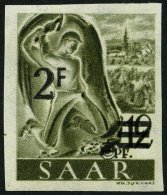 SAARLAND 229YIU **, 1947, 2 Fr. Auf 12 Pf. Schwarzgrauoliv, Wz. 1Y, Ungezähnt, Pracht, Gepr. U.a. Ney, Mi. 180.- - Andere & Zonder Classificatie