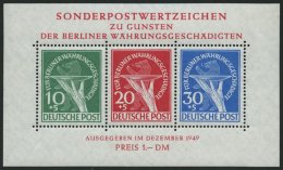 BERLIN Bl. 1II **, 1949, Block Währungsgeschädigte, Beide Abarten, Pracht, R!, Mi. 2500.- - Usados