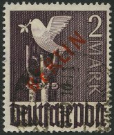 BERLIN 34 O, 1949, 2 M. Rotaufdruck, üblich Gezähnt Pracht, Gepr. A. Schlegel, Mi. 280.- - Used Stamps