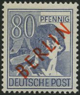 BERLIN 32 **, 1949, 80 Pf. Rotaufdruck, Pracht, Gepr. D. Schlegel, Mi. 130.- - Gebruikt