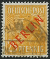 BERLIN 27 O, 1949, 25 Pf. Rotaufdruck, Pracht, Gepr. D. Schlegel, Mi. 55.- - Gebruikt