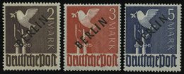 BERLIN 18-20 **, 1948, 2 - 5 M. Schwarzaufdruck, 3 Prachtwerte, Gepr. D. Schlegel, Mi. 205.- - Gebruikt