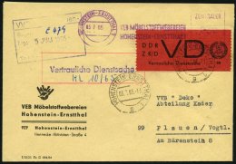 DIENSTMARKEN D VD 1A BRIEF, 1965, 20 Pf. Bräunlichrot/schwarz, Gezähnt 91/2, Auf Brief Aus HOHENSTEIN-ERNSTTHA - Otros & Sin Clasificación