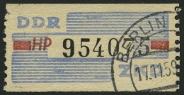 DIENSTMARKEN B D 28HP O, 1959, 10 Pf. Lebhaftgraublau/dunkelbräunlichrot/schwarz, Buchstabe HP, Kleine Zahnmän - Otros & Sin Clasificación