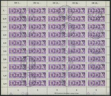 DIENSTMARKEN B D 9L O, 1956, 70 Pf. ZKD Im Vollständigen Bogen (50) Mit Druckvermerk Und Abart 9I, Stempel Ung&uuml - Otros & Sin Clasificación