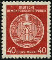 DIENSTMARKEN A D 33XI **, 1956, 40 Pf. Rot, Faserpapier, Wz. 2XI, Pracht, Gepr. Jahn, Mi. 80.- - Altri & Non Classificati