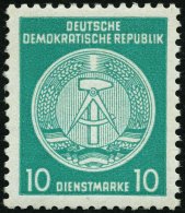 DIENSTMARKEN A D 19IIXII **, 1954, 10 Pf. Bläulichgrün, Type II, Wz. 2XII, Pracht, Gepr. Jahn, Mi. 250.- - Other & Unclassified