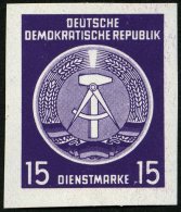 DIENSTMARKEN A D 6NFU (*), 1954, 15 Pf. Schwärzlichviolett Mit Abart Ohne Aufgedruckten Stempel, Ungezähnt, Pr - Other & Unclassified